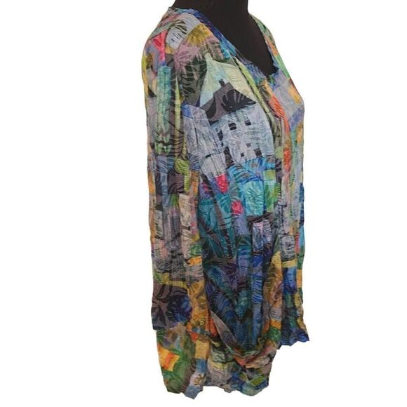 Grace & Joy Ophelia Multi Color Crinkle One Pocket Top Size M - Picture 6 of 14